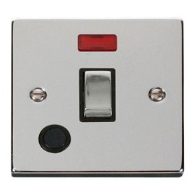 Polished Chrome 1 Gang 20A Ingot DP Switch With Flex With Neon - Black Trim - SE Home