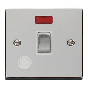 Polished Chrome 1 Gang 20A Ingot DP Switch With Flex With Neon - White Trim - SE Home
