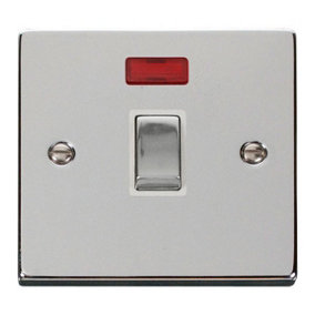 Polished Chrome 1 Gang 20A Ingot DP Switch With Neon - White Trim - SE Home