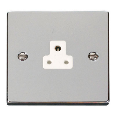 Polished Chrome 1 Gang 2A Round Pin Socket - White Trim - SE Home