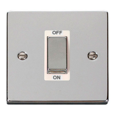 Polished Chrome 1 Gang Ingot Size 45A Switch - White Trim - SE Home