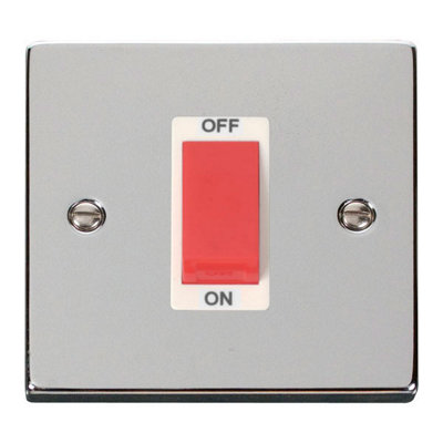 Polished Chrome 1 Gang Size 45A Switch - White Trim - SE Home
