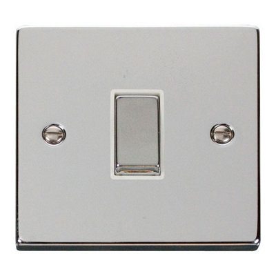 Polished Chrome 10A 1 Gang Intermediate Ingot Light Switch - White Trim - SE Home