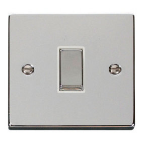 Polished Chrome 10A 1 Gang Intermediate Ingot Light Switch - White Trim - SE Home