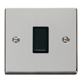 Polished Chrome 10A 1 Gang Intermediate Light Switch - Black Trim - SE Home