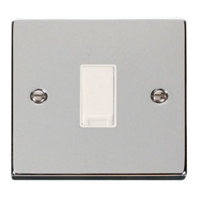 Polished Chrome 10A 1 Gang Intermediate Light Switch - White Trim - SE Home