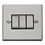 Polished Chrome 10A 3 Gang 2 Way Ingot Light Switch - Black Trim - SE Home