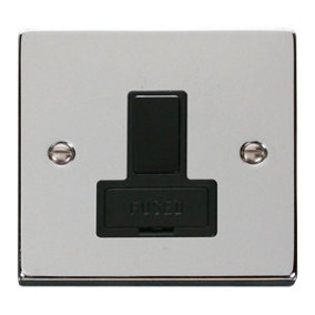 Polished Chrome 13A Fused Connection Unit Switched - Black Trim - SE Home