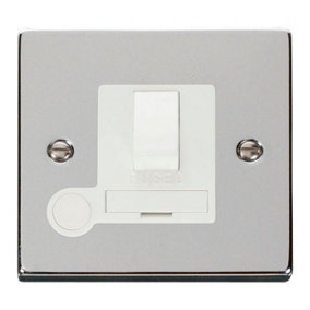 Polished Chrome 13A Fused Connection Unit Switched With Flex - White Trim - SE Home
