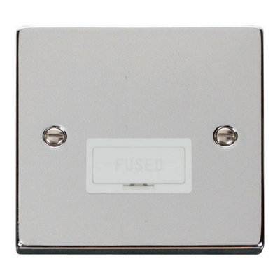 Polished Chrome 13A Fused Connection Unit - White Trim - SE Home