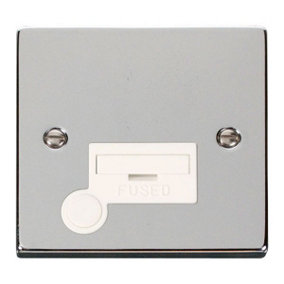 Polished Chrome 13A Fused Connection Unit With Flex - White Trim - SE Home