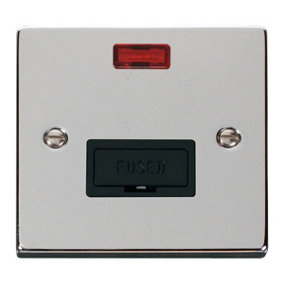 Polished Chrome 13A Fused Connection Unit With Neon - Black Trim - SE Home