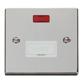 Polished Chrome 13A Fused Connection Unit With Neon - White Trim - SE Home