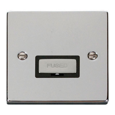 Polished Chrome 13A Fused Ingot Connection Unit - Black Trim - SE Home