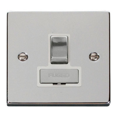 Polished Chrome 13A Fused Ingot Connection Unit Switched - White Trim - SE Home