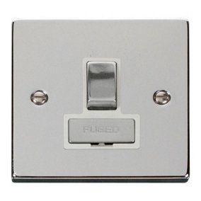 Polished Chrome 13A Fused Ingot Connection Unit Switched - White Trim - SE Home