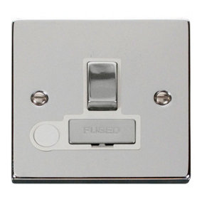 Polished Chrome 13A Fused Ingot Connection Unit Switched With Flex - White Trim - SE Home