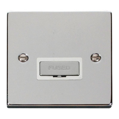Polished Chrome 13A Fused Ingot Connection Unit - White Trim - SE Home