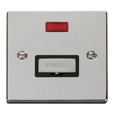 Polished Chrome 13A Fused Ingot Connection Unit With Neon - Black Trim - SE Home