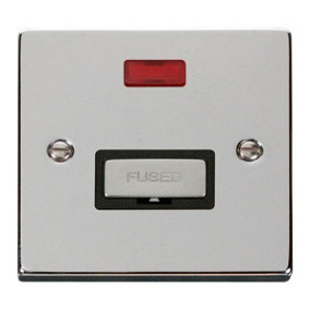 Polished Chrome 13A Fused Ingot Connection Unit With Neon - Black Trim - SE Home