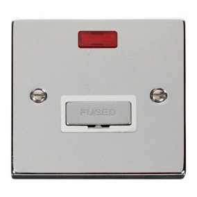 Polished Chrome 13A Fused Ingot Connection Unit With Neon - White Trim - SE Home