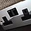 Polished Chrome 2 Gang 13A 2 USB Twin Double Switched Plug Socket - Black Trim - SE Home