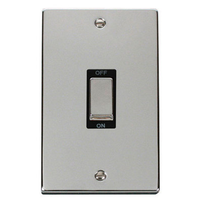 Polished Chrome 2 Gang Ingot Size 45A Switch - Black Trim - SE Home