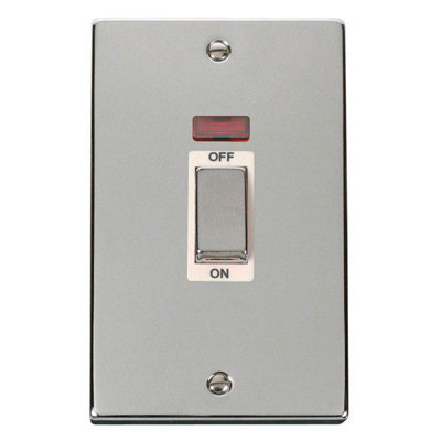 Polished Chrome 2 Gang Ingot Size 45A Switch With Neon - White Trim - SE Home