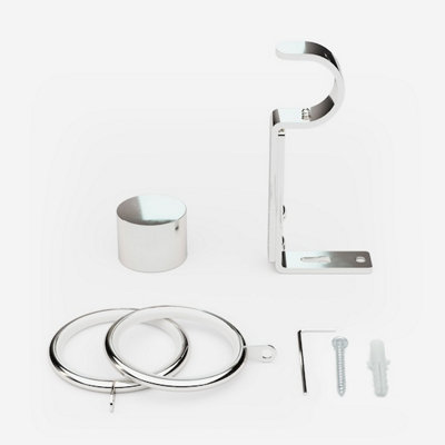Polished Chrome 28mm End Cap Fixed Length Metal Curtain Pole 220cm