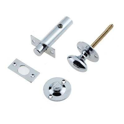 Polished Chrome Bathroom Bolt with Mortice Lock for Enhanced Security - Toilet Thumturn Lock