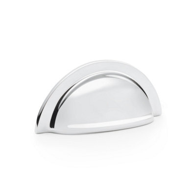 Polished Chrome Cabinet Cup Pull Layered Mushroom Kitchen 76mm