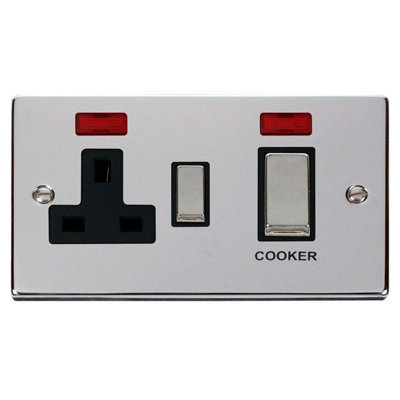 Polished Chrome Cooker Control Ingot 45A With 13A Switched Plug Socket ...