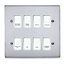 Polished Chrome Customised Kitchen Grid Switch Panel with White Switches - 8 Gang