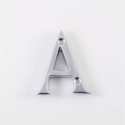 Polished Chrome Door Letter A - 53mm Height 4mm Depth House Letter Plaque Sign