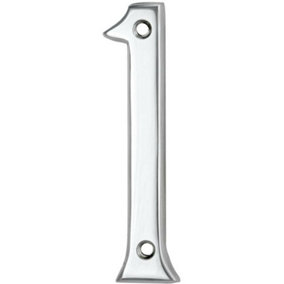 Polished Chrome Door Number 1 75mm Height 4mm Depth House Numeral Plaque