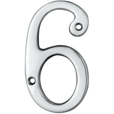 Polished Chrome Door Number 6/9 75mm Height 4mm Depth House Numeral