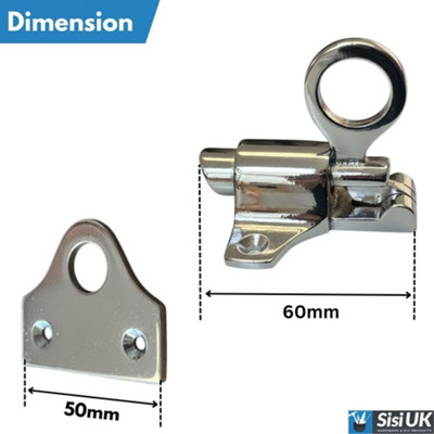 Polished Chrome Fanlight Window Catch 60mm Spring Loaded Pull Ring ...