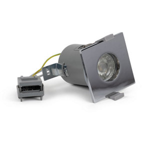 Polished Chrome GU10 Square Fire Rated Downlight - IP65 - SE Home