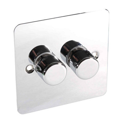 Polished Chrome LED Dimmer Switch - Double Gang