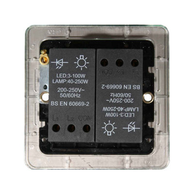 Polished Chrome LED Dimmer Switch - Double Gang