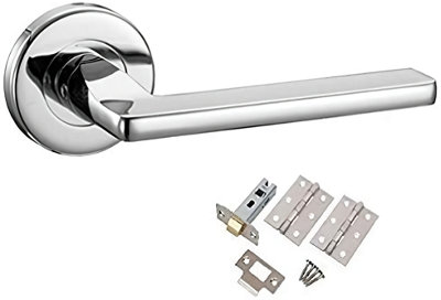 Polished Chrome Leon Design Door Handles Hinge and Latch Set