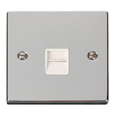 Polished Chrome Master Telephone Single Socket - White Trim - SE Home