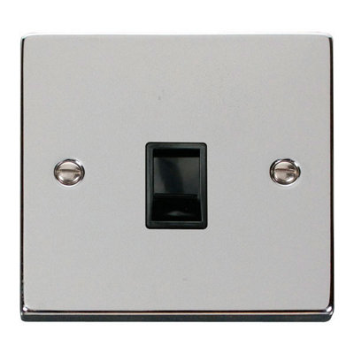 Polished Chrome Rj11 Socket - Black Trim - SE Home