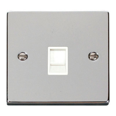 Polished Chrome Rj11 Socket - White Trim - SE Home