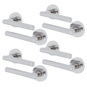 Polished Chrome Round Door Handle 137mm Pack of 4