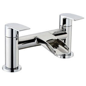 Polished Chrome Round Waterfall Lever Bath Filler Tap