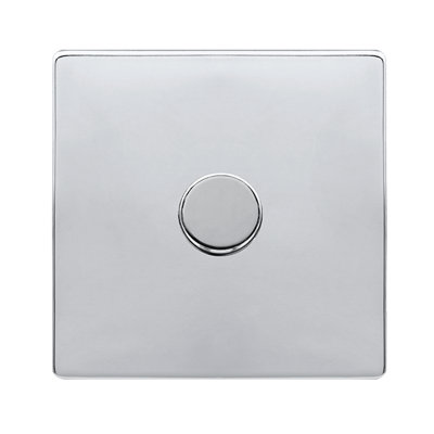 Polished Chrome Screwless Plate 1 Gang 2 Way LED 100W Trailing Edge Dimmer Light Switch - SE Home Price Comparisons | Compare The Build
