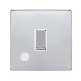 Polished Chrome Screwless Plate 1 Gang 20A Ingot DP Switch With Flex - White Trim - SE Home