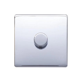 Polished Chrome Screwless Plate 100W 1 Gang 2 Way Intelligent Trailing LED Dimmer Switch - SE Home