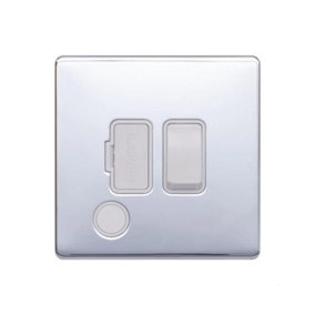 Polished Chrome Screwless Plate 13A Switched Fuse Connection Unit Flex Outlet - White Trim - SE Home